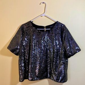 3X Silver Sequin Forever 21 Crop Top
